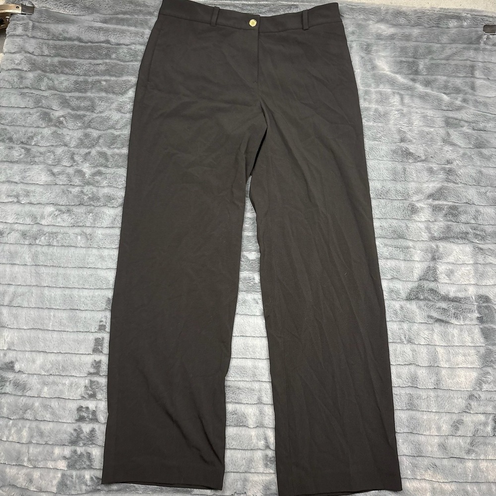 Michael Kors Womens Black Tailored Dress Pants Gold Hardware Size 12 Stretch